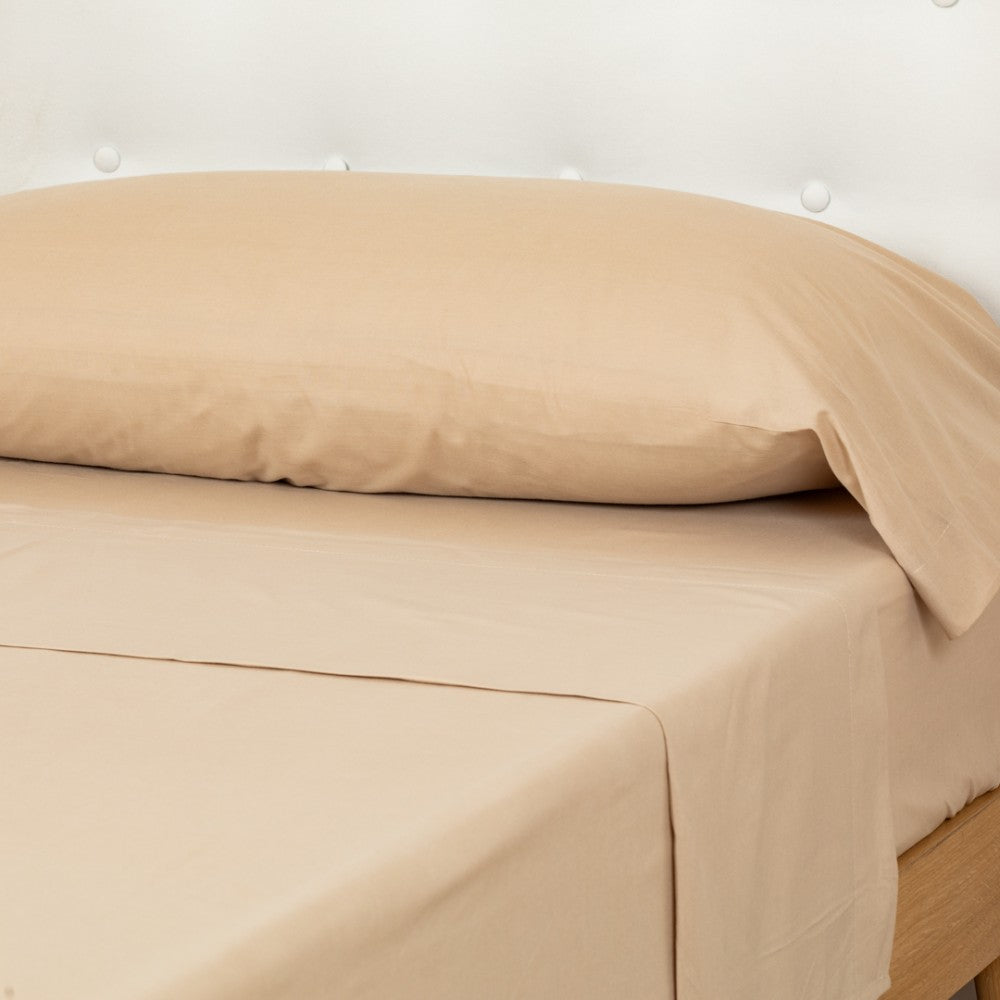 Juego de Sábanas Algodón Percal Lisa Beige
