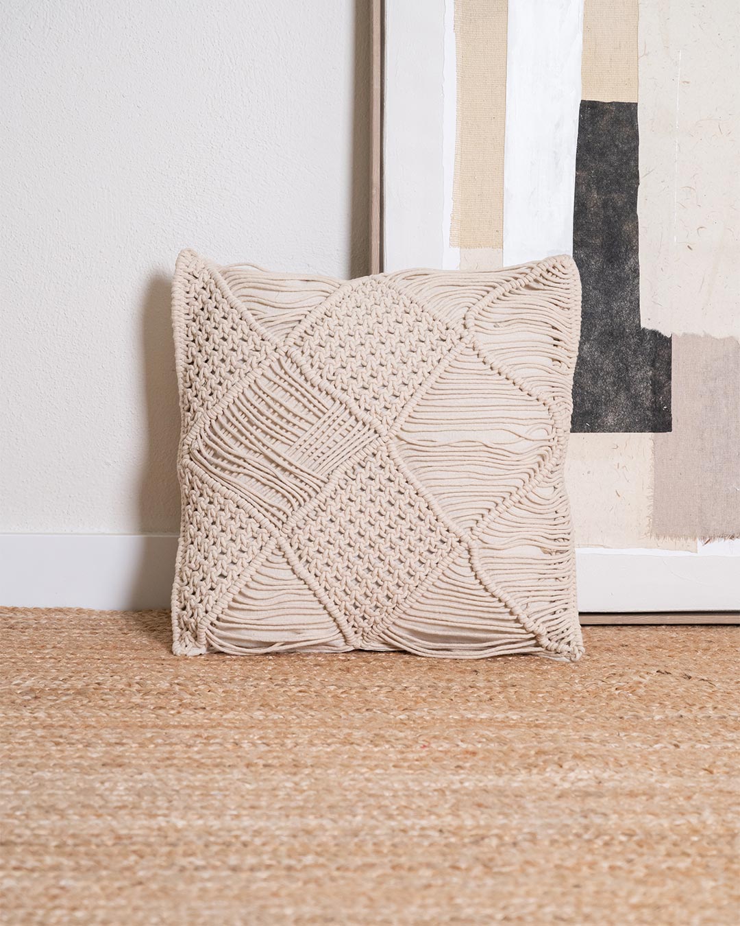 Almofada Minoto Macramé Algodão Natural