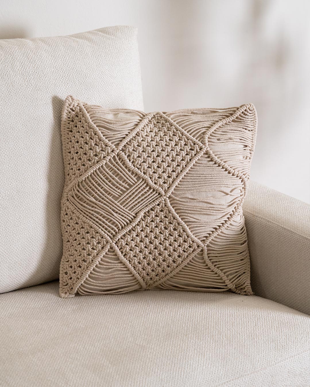 Almofada Minoto Macramé Algodão Natural