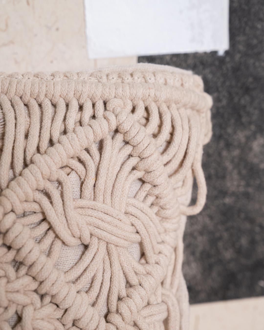 Almofada Nador Macramé Algodão Natural