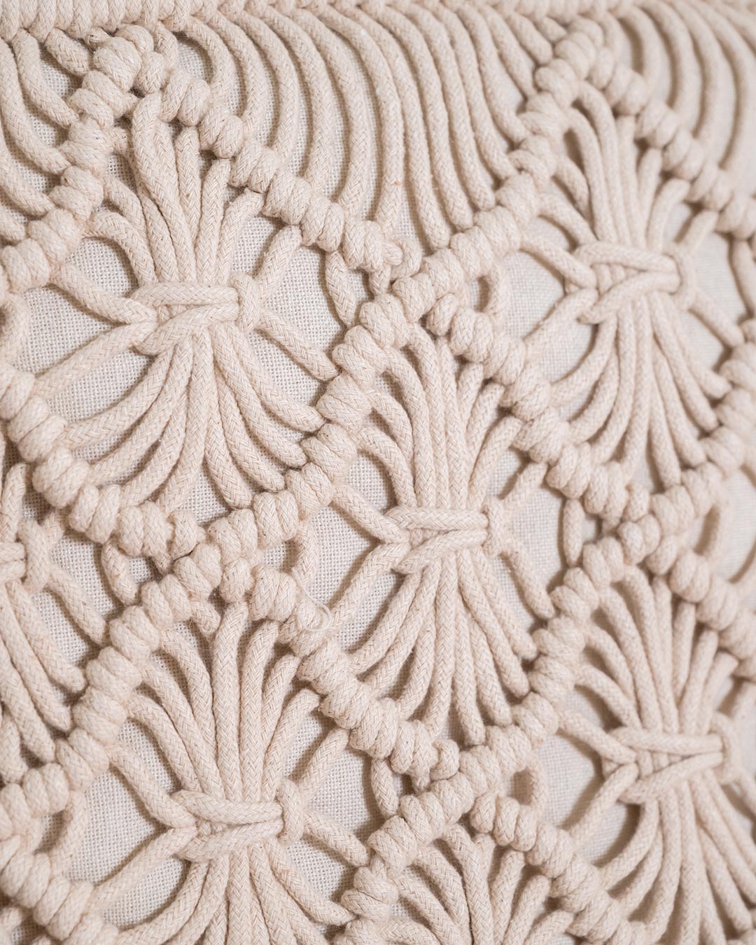 Almofada de algodão natural Valiartis Macramé