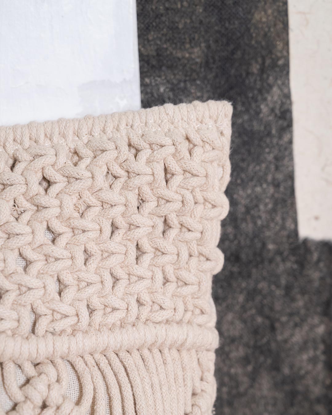 Almofada de algodão natural Valiartis Macramé