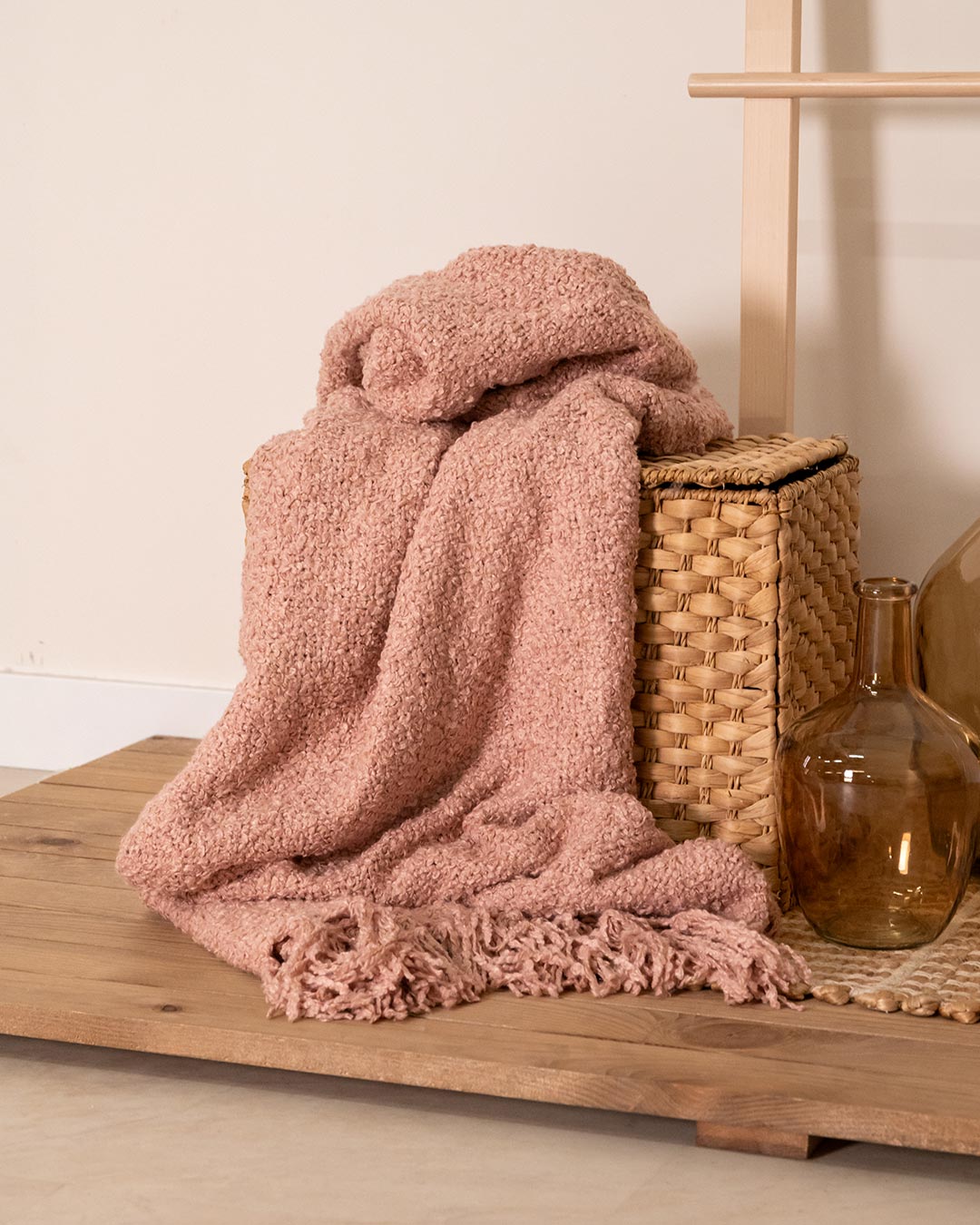 Plaid Nudos Liso Rosa Keike
