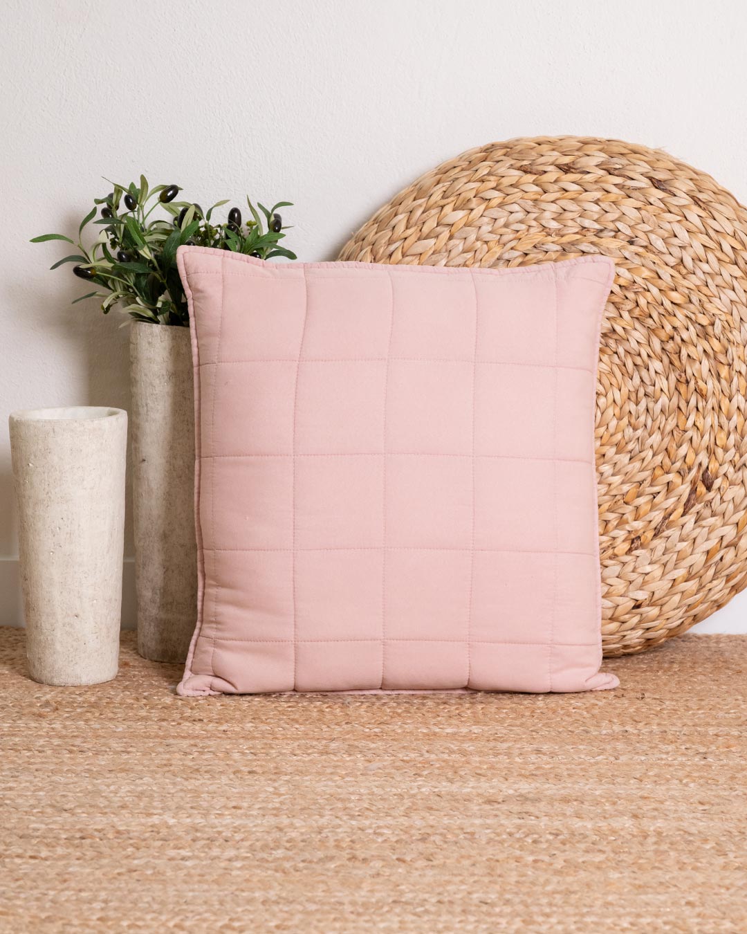 Cojín Cuadros Liso Rosa Keike