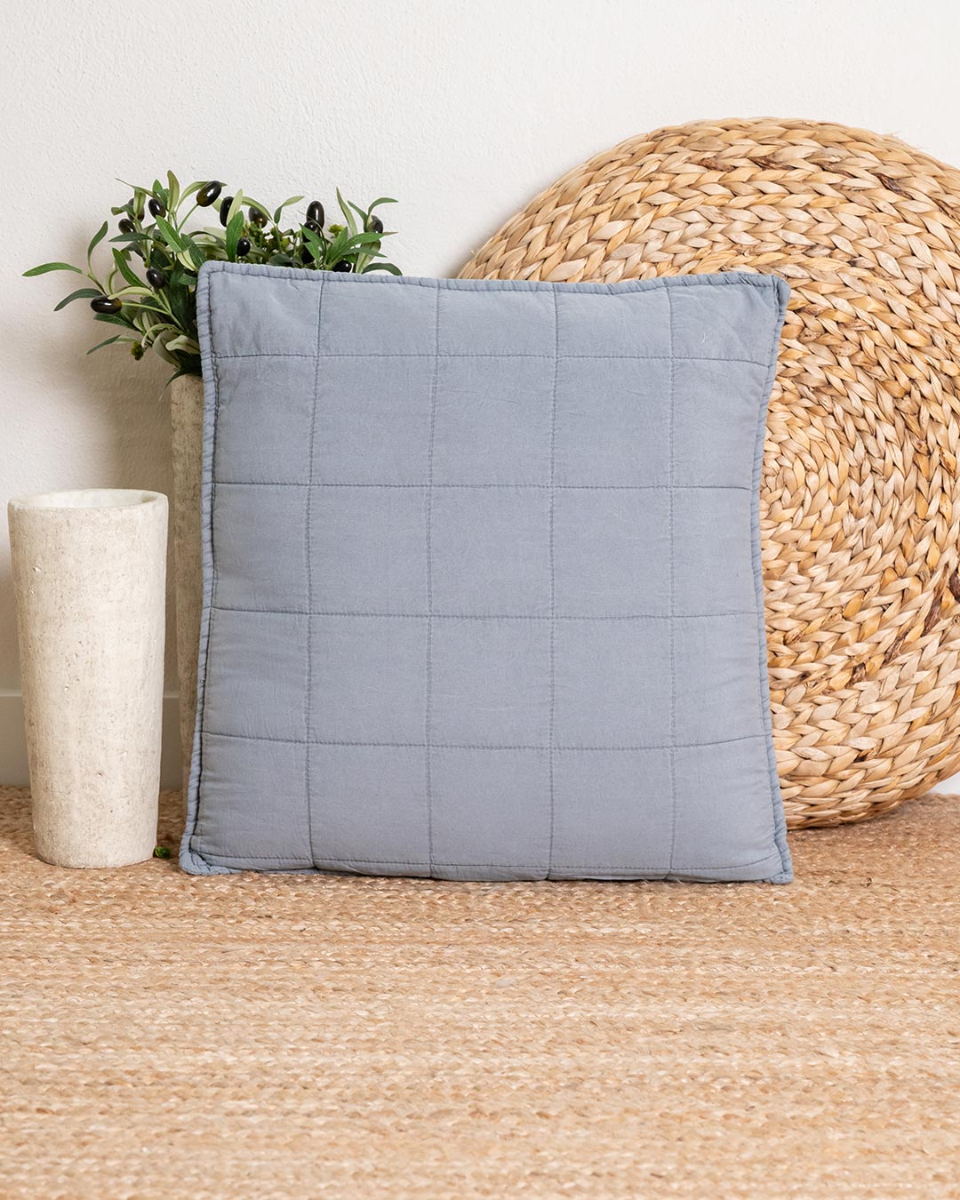Cojín Cuadros Liso Azul Keike