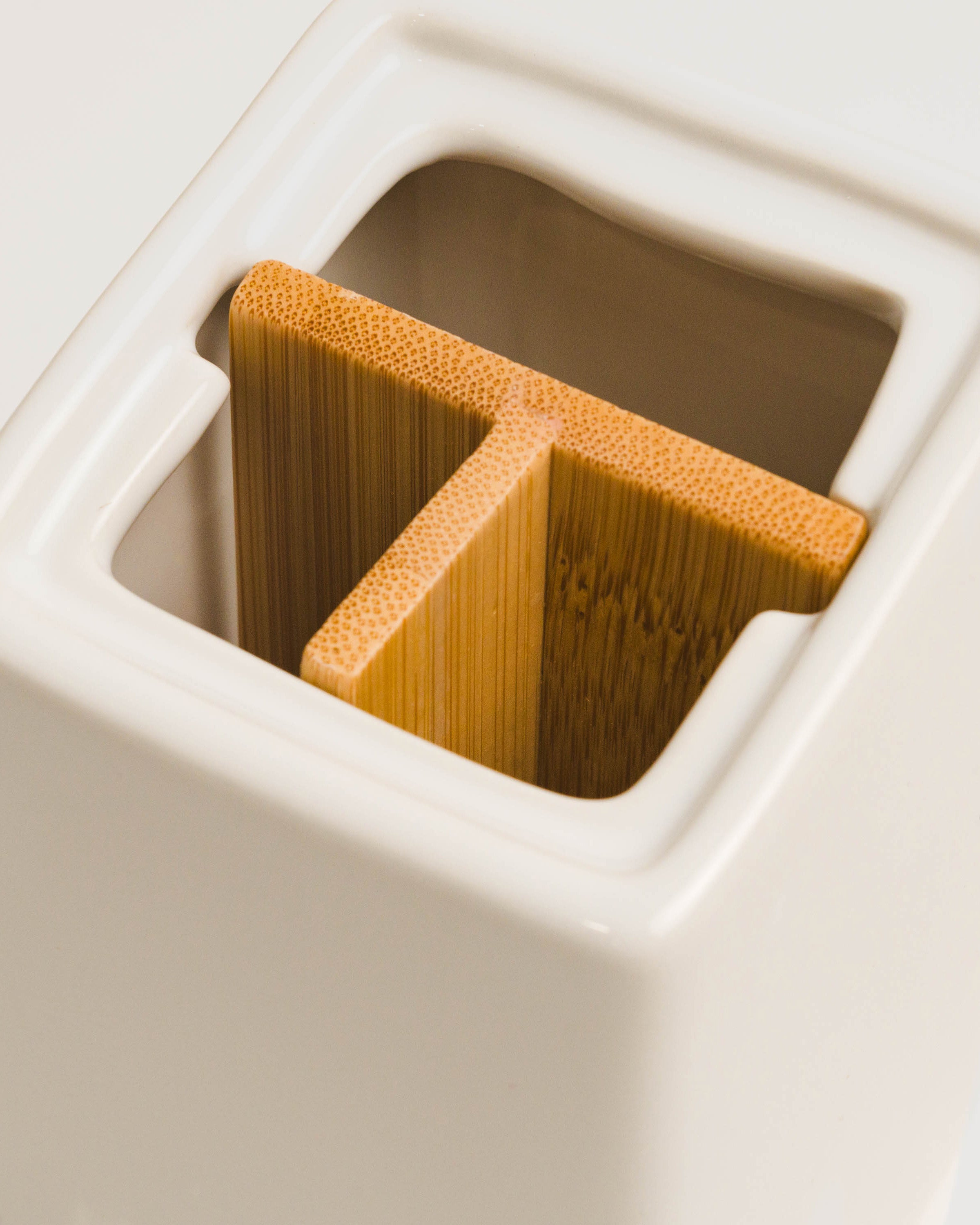 Vaso Cepillo de dientes Gres Almendrina Blanco