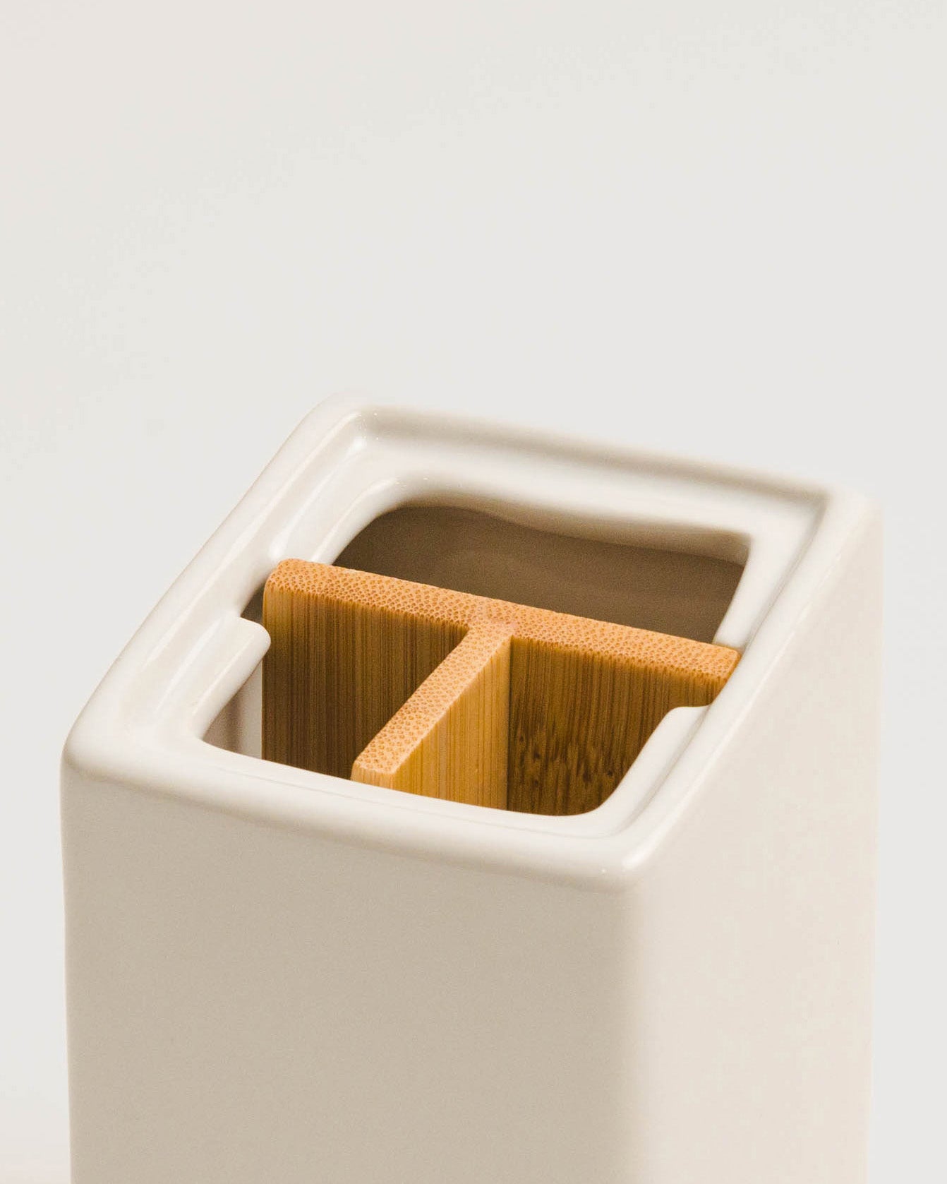 Vaso Cepillo de dientes Gres Almendrina Blanco
