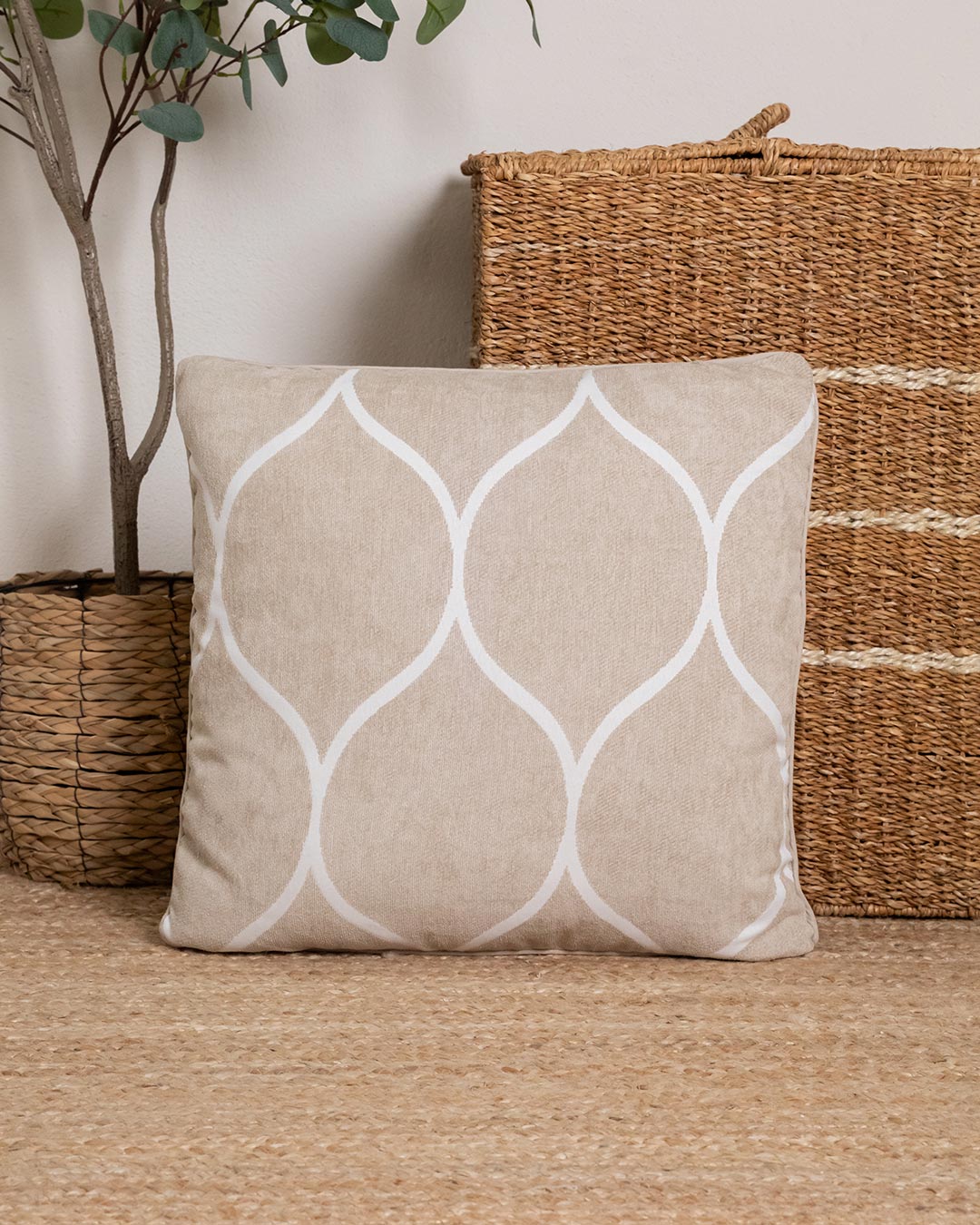 Almofada Lippy Taupe Chenille Jacquard