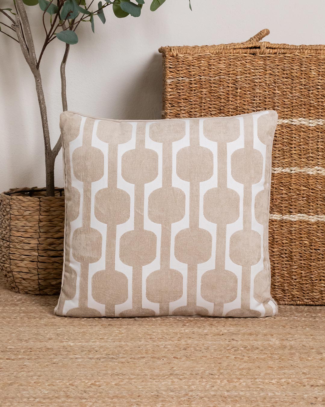 Almofada Sunnies Chenille Jacquard em Taupe