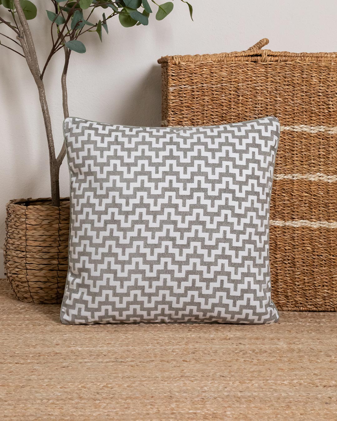 Almofada Jacquard Chenille Tebas Verde Seco