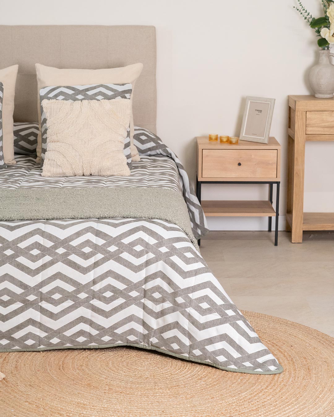Edredom Nela Jacquard Tecido Duplo Verão Seco Verde