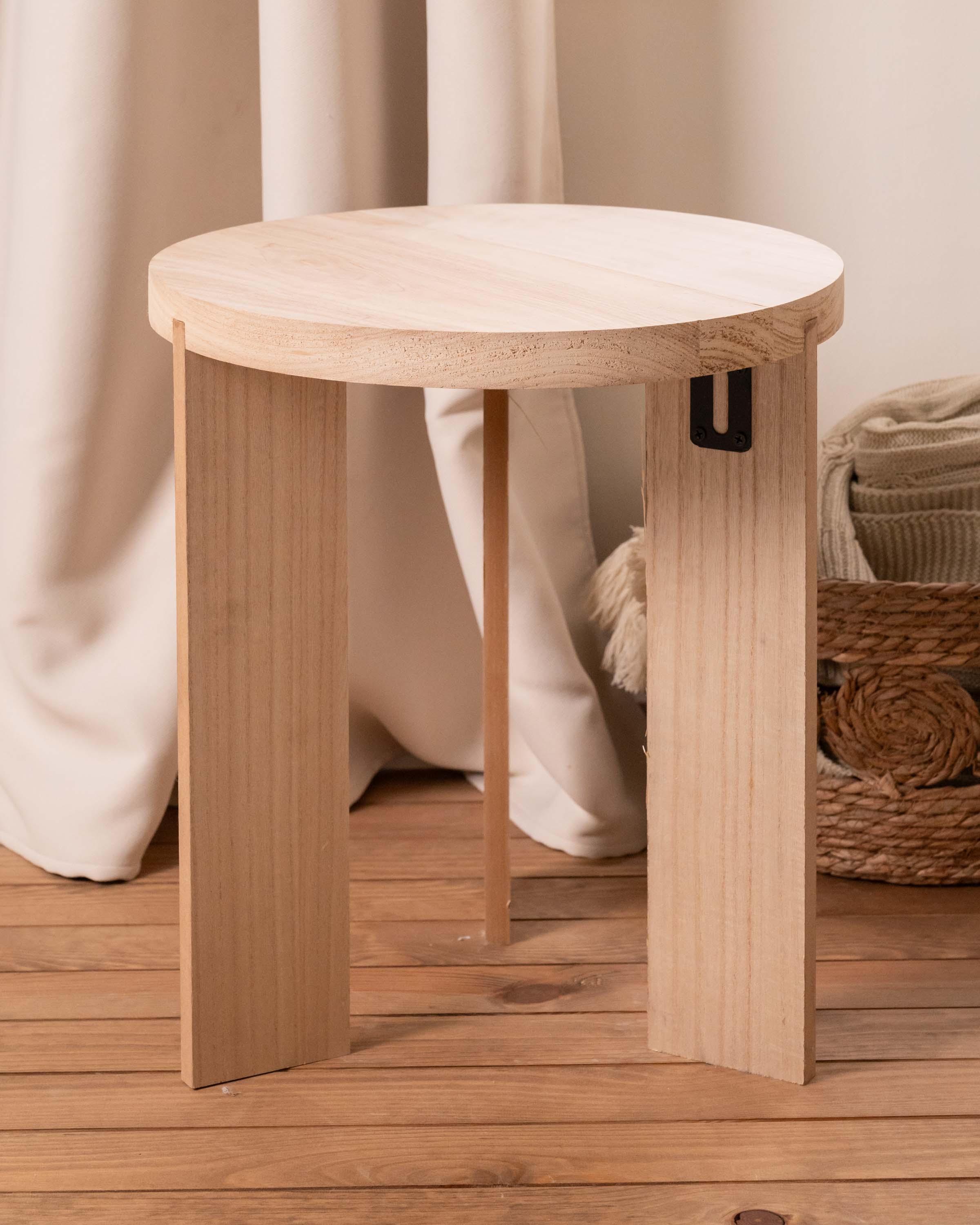 Mesa Auxiliar Redonda Madera Natural