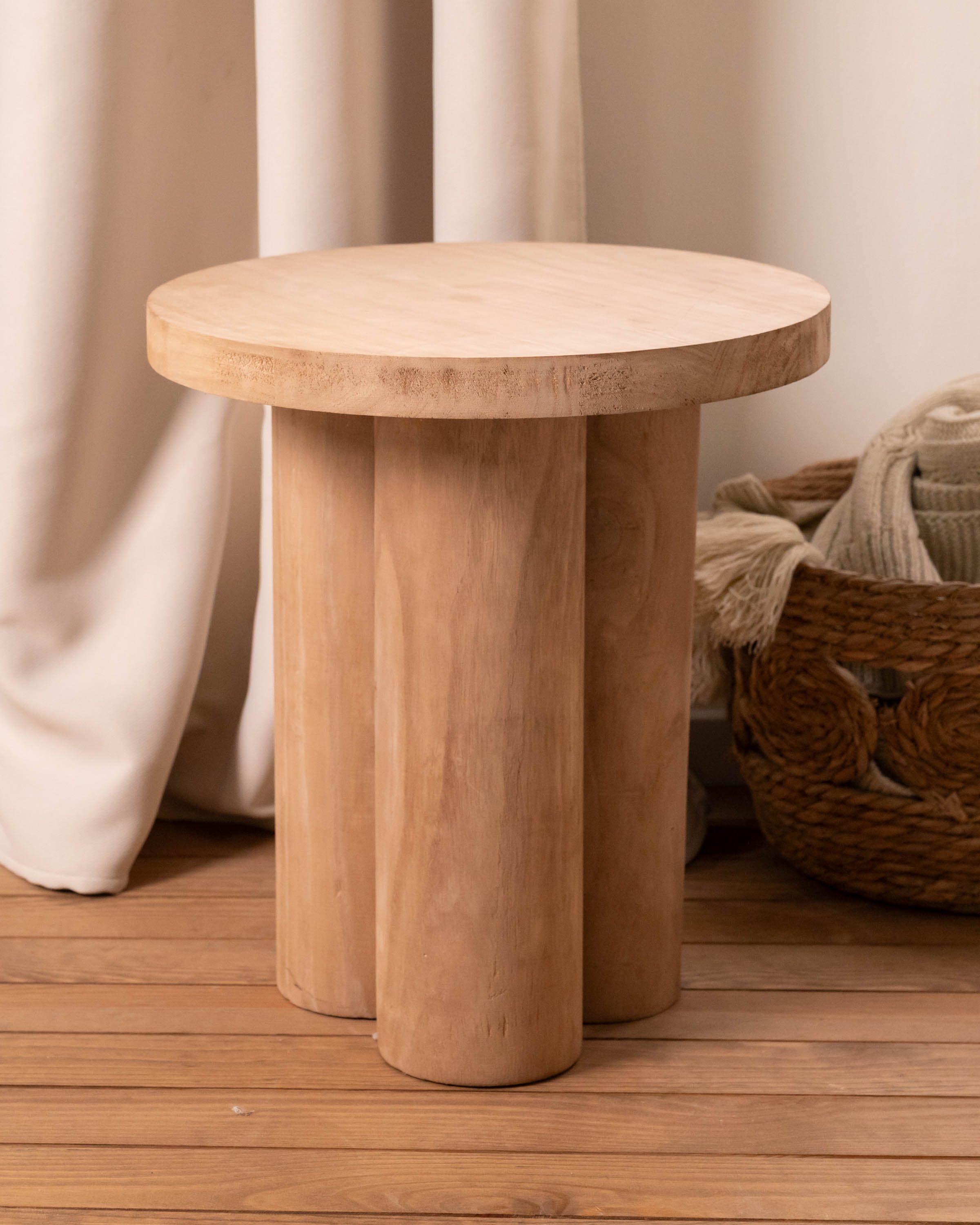 Mesa Auxiliar Redonda Madera Marrón