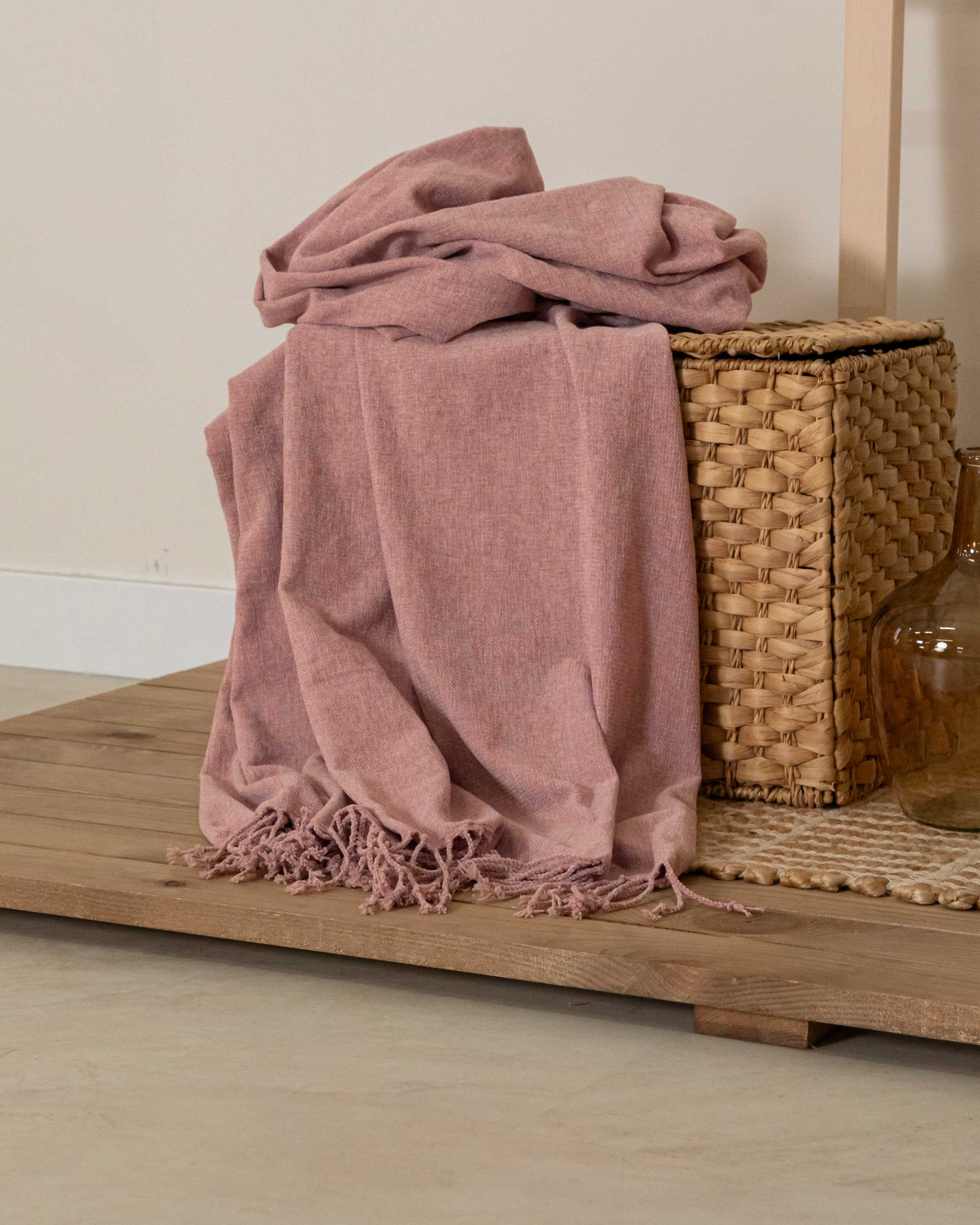Plaid Chenilla Rosa Keike