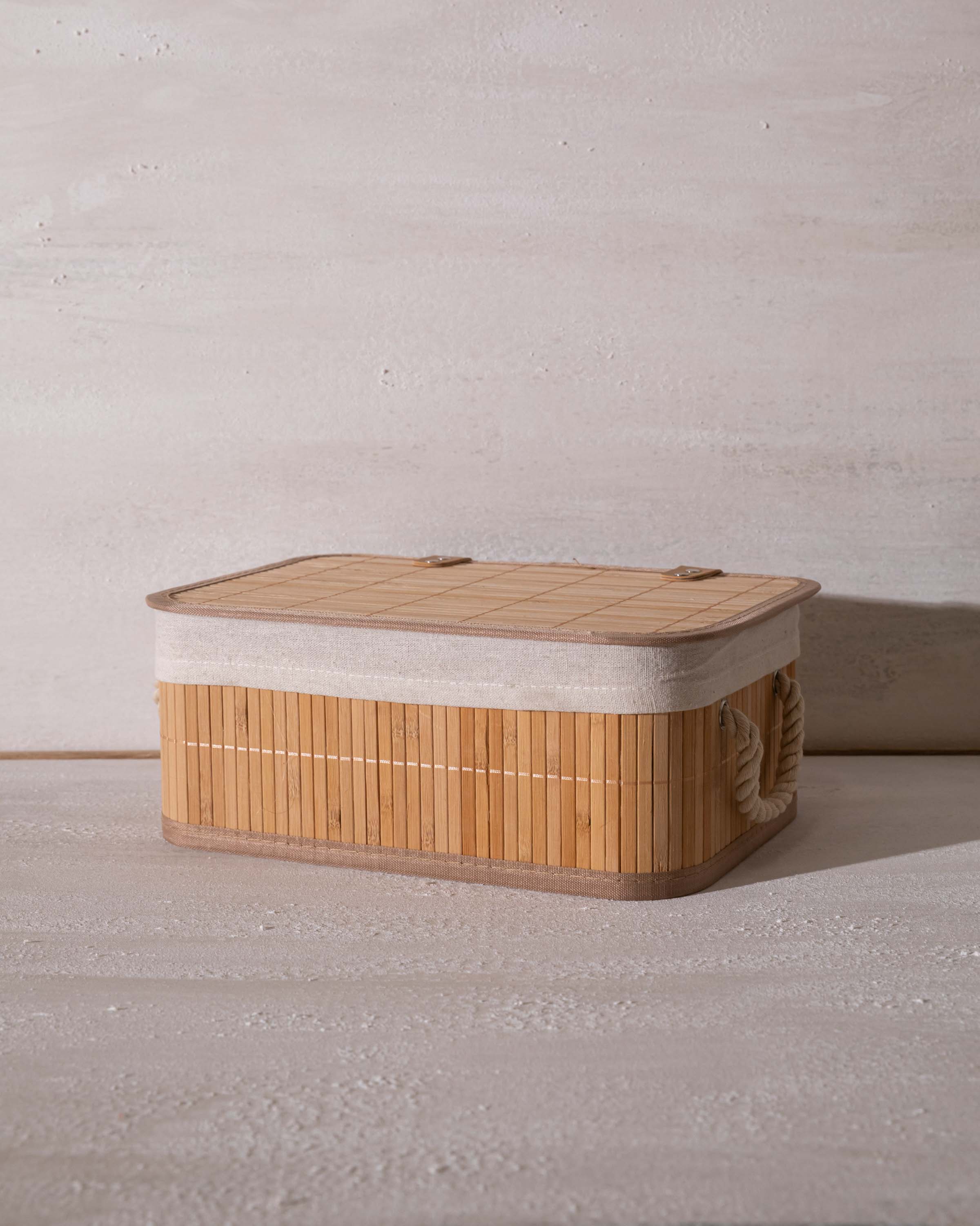 Cesta Con Tapa Bambú Viel 33x23x14cm