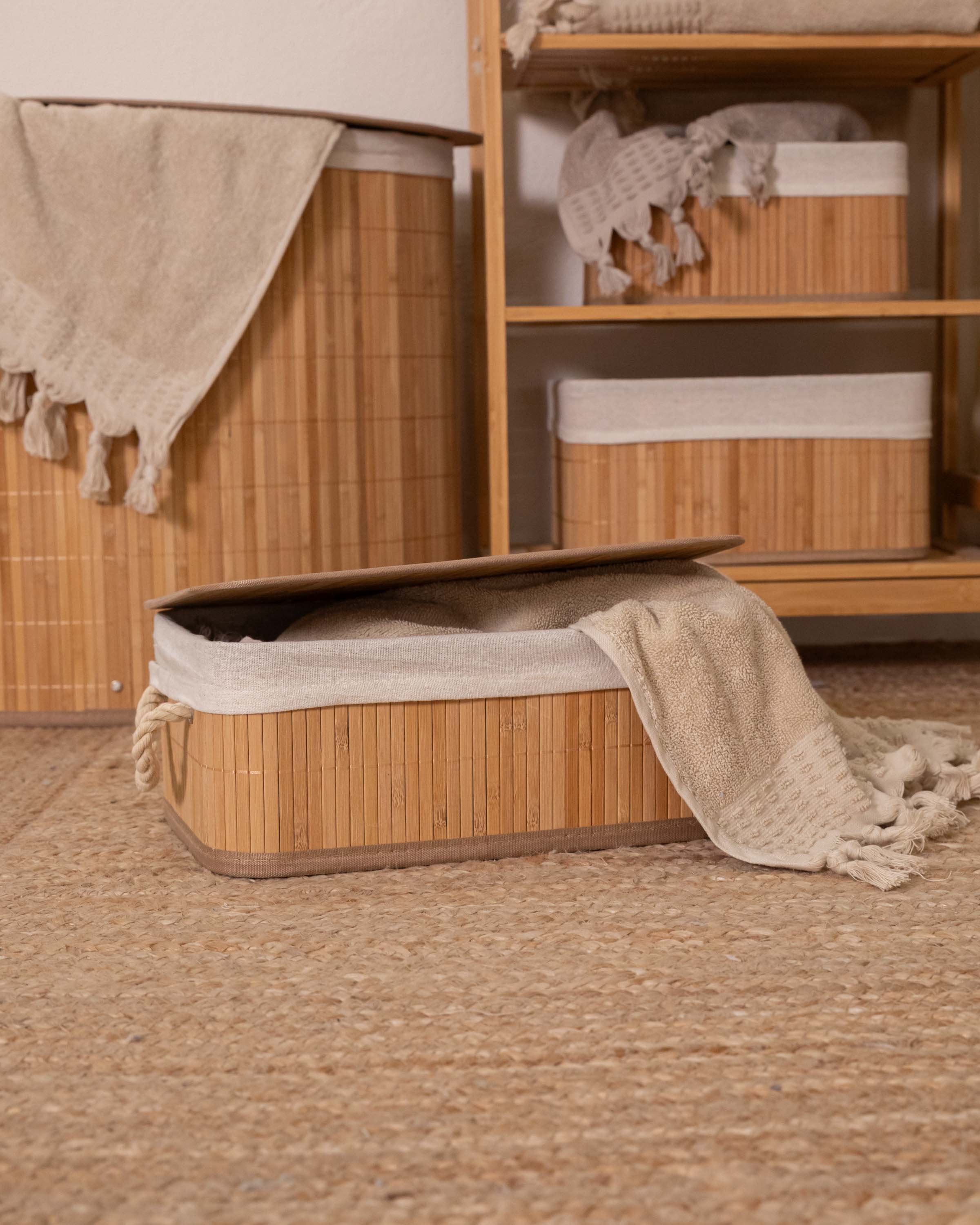 Cesta Con Tapa Bambú Viel 33x23x14cm