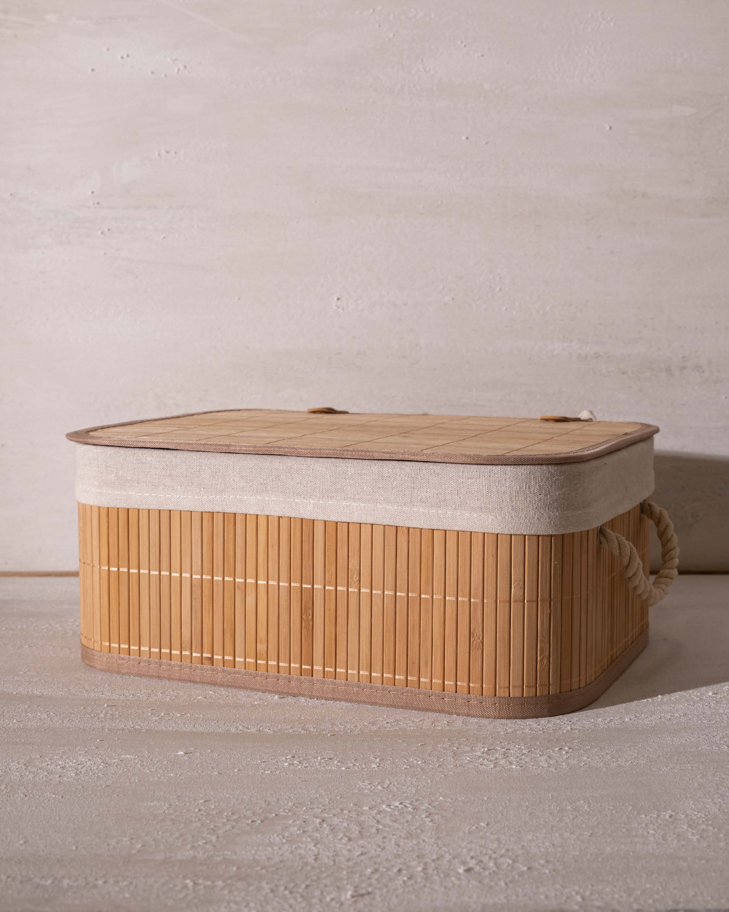 Cesta Con Tapa Bambú Viel 38x28x16cm