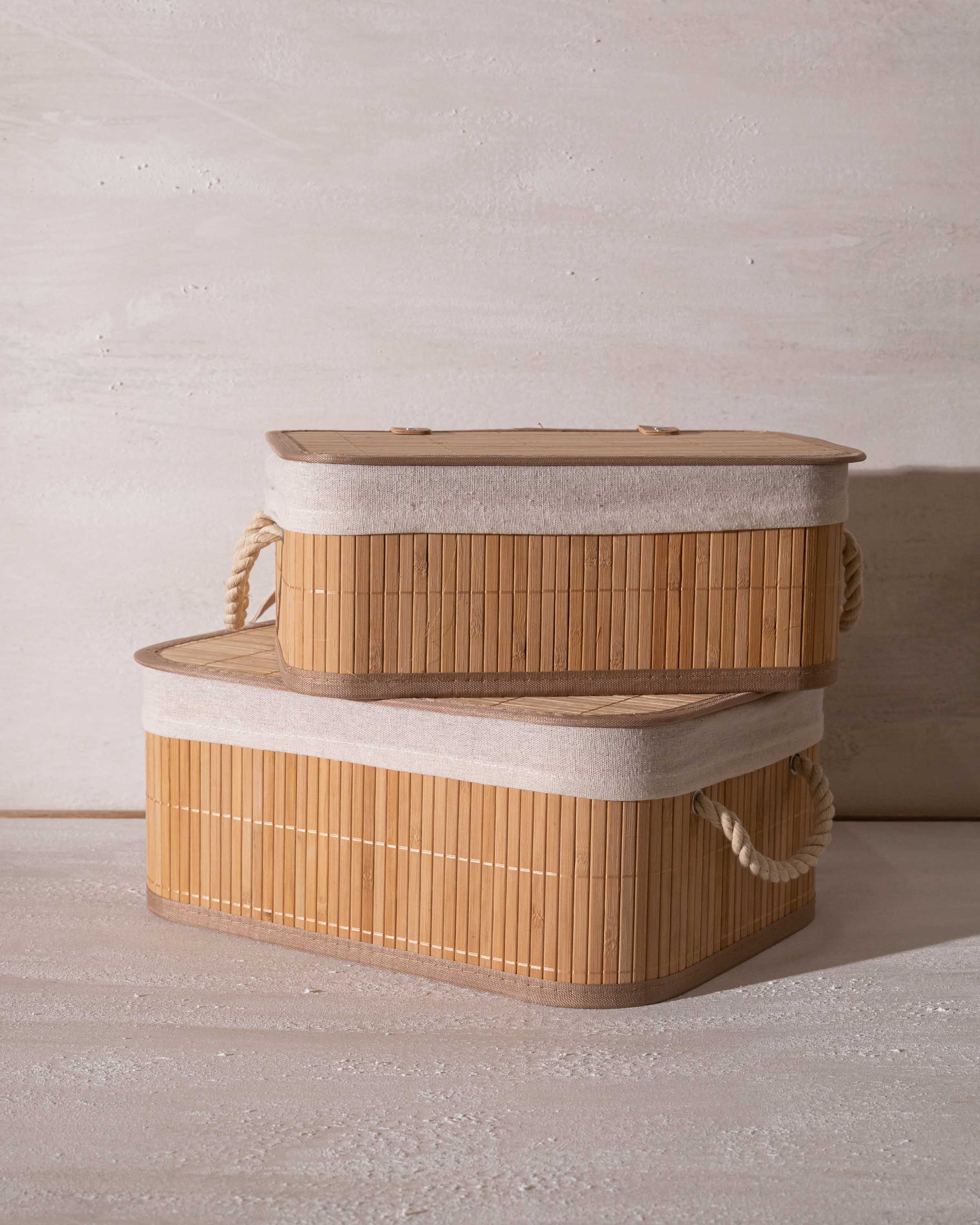 Cesta Con Tapa Bambú Viel 38x28x16cm